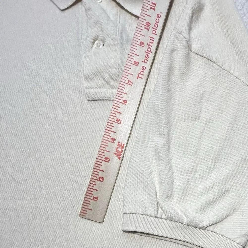Polo Ralph Lauren Men Shirt Size XL Cream Ivory Cotton Short Sleeve Polo Top